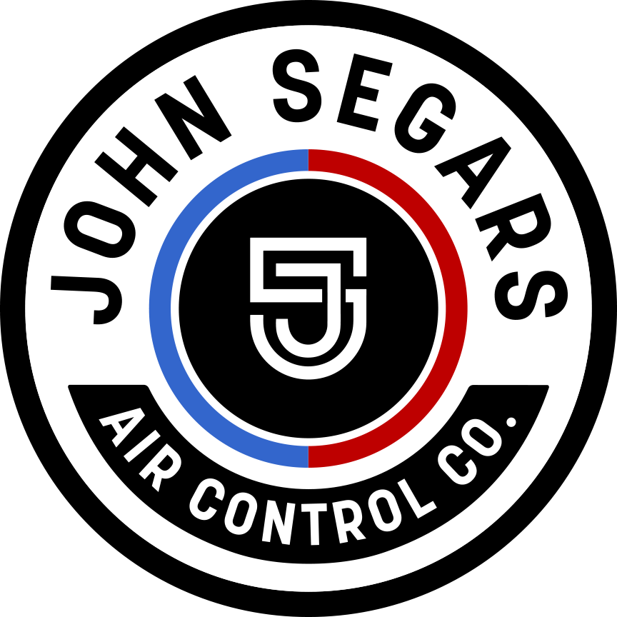 John Segars Air Control Co. logo with blue and red circle design, featuring stylized J in center.
